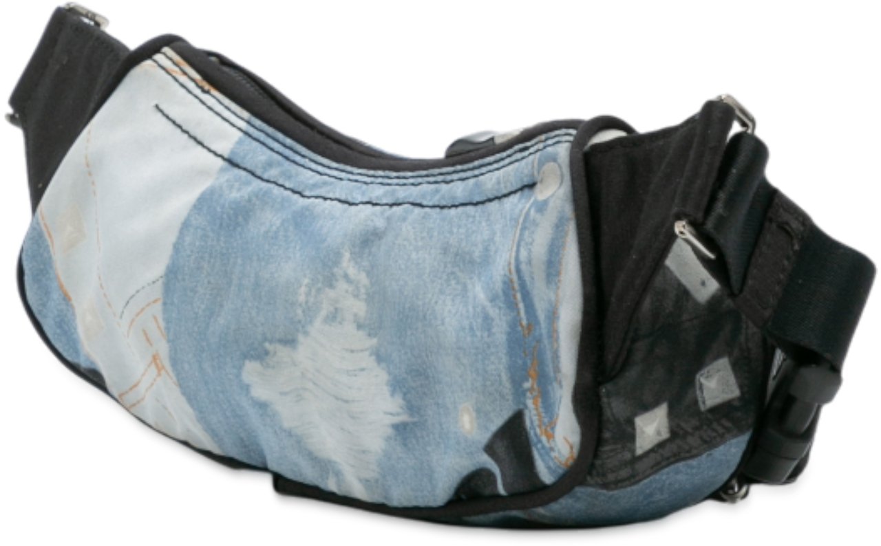 Dior Canvas Printed Denim Crossbody Blauw