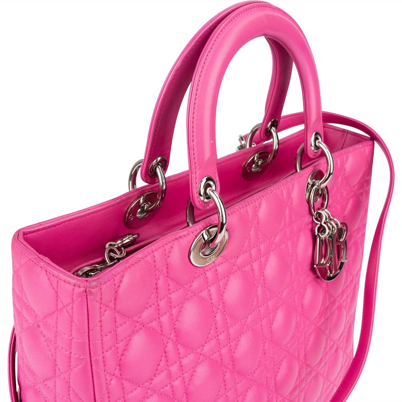 Dior Christian Dior Quilted Lambskin Lady Dior Handbag Rood