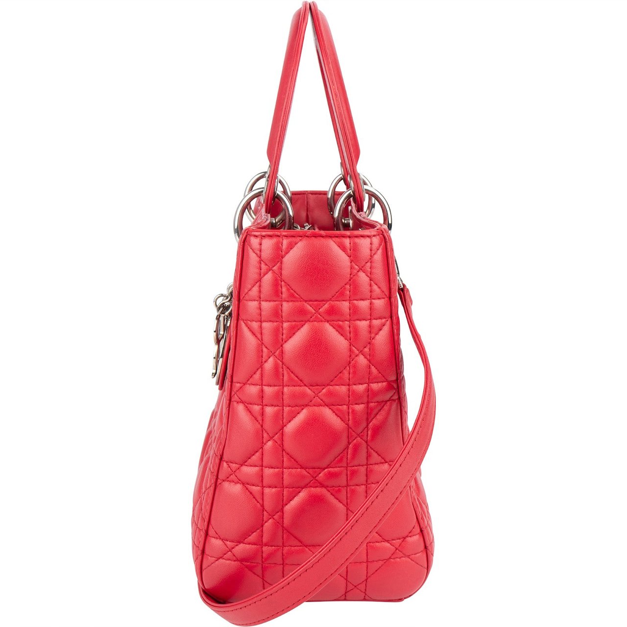 Dior Christian Dior Quilted Leather Lady Dior Handbag Rood
