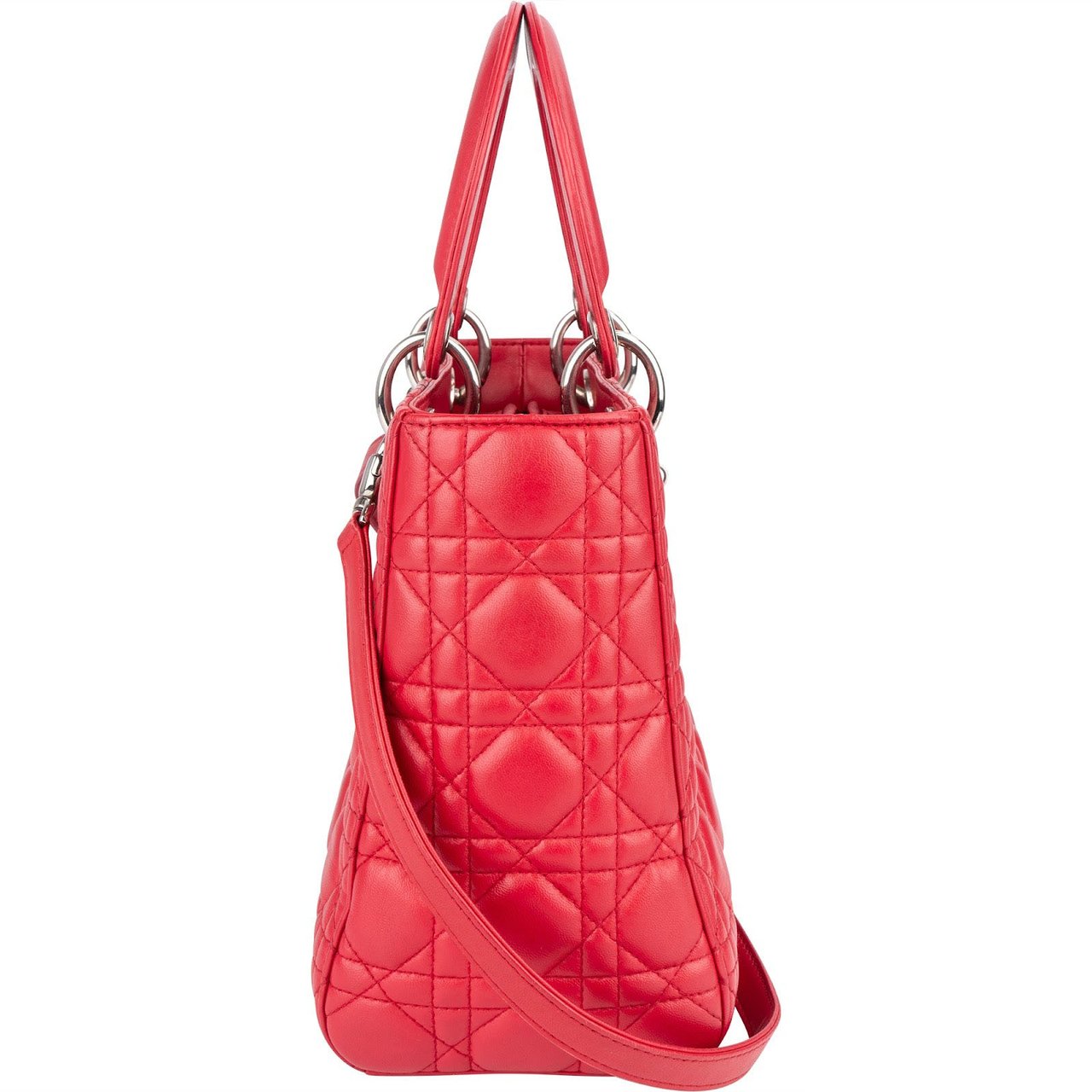 Dior Christian Dior Quilted Leather Lady Dior Handbag Rood