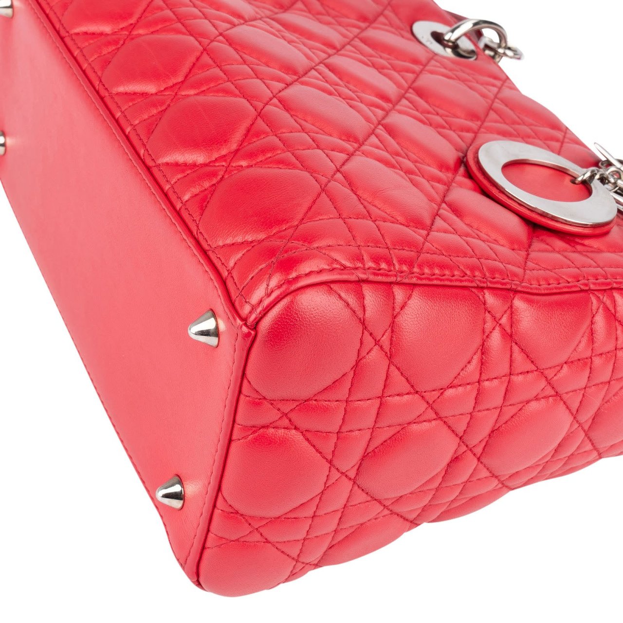 Dior Christian Dior Quilted Leather Lady Dior Handbag Rood