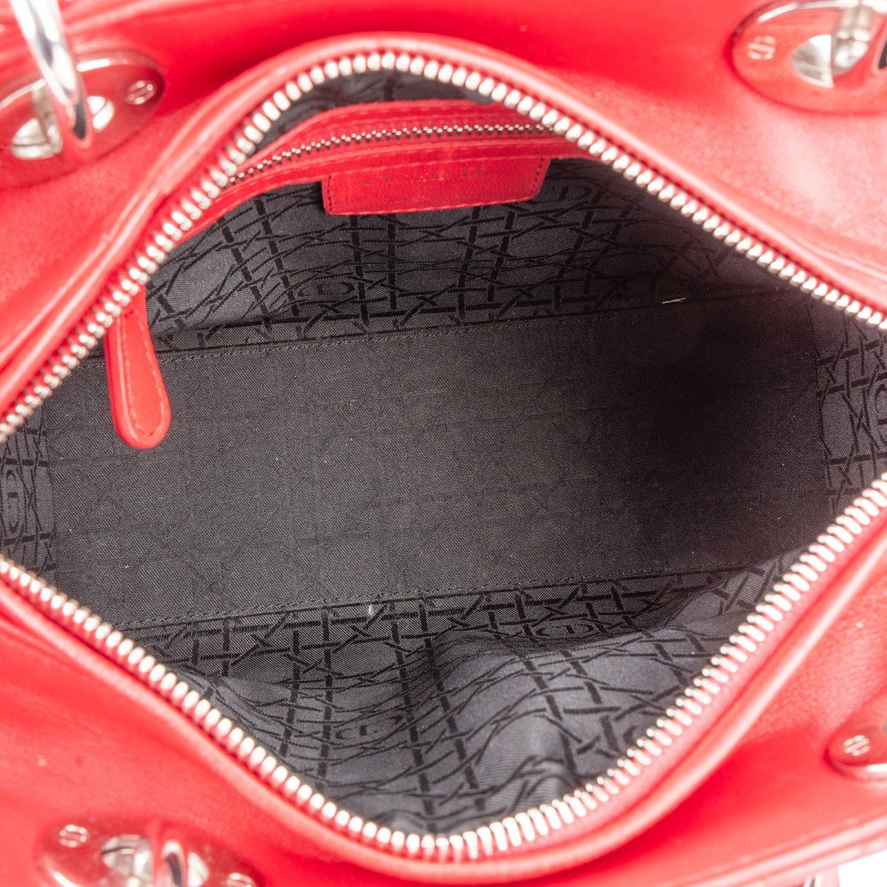 Dior Christian Dior Quilted Leather Lady Dior Handbag Rood