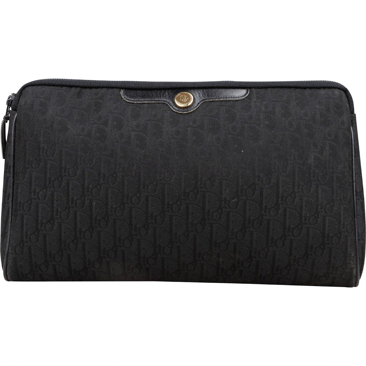 Dior Christian Dior Satin Trotter Monogram Clutch Zwart