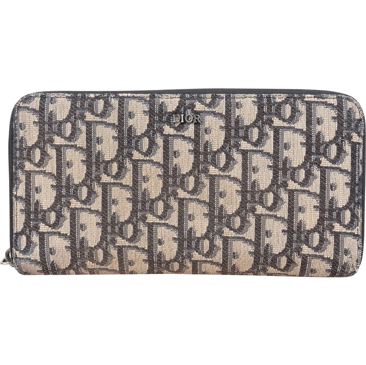 Dior Christian Dior Trotter Monogram Zipped Long Wallet Beige