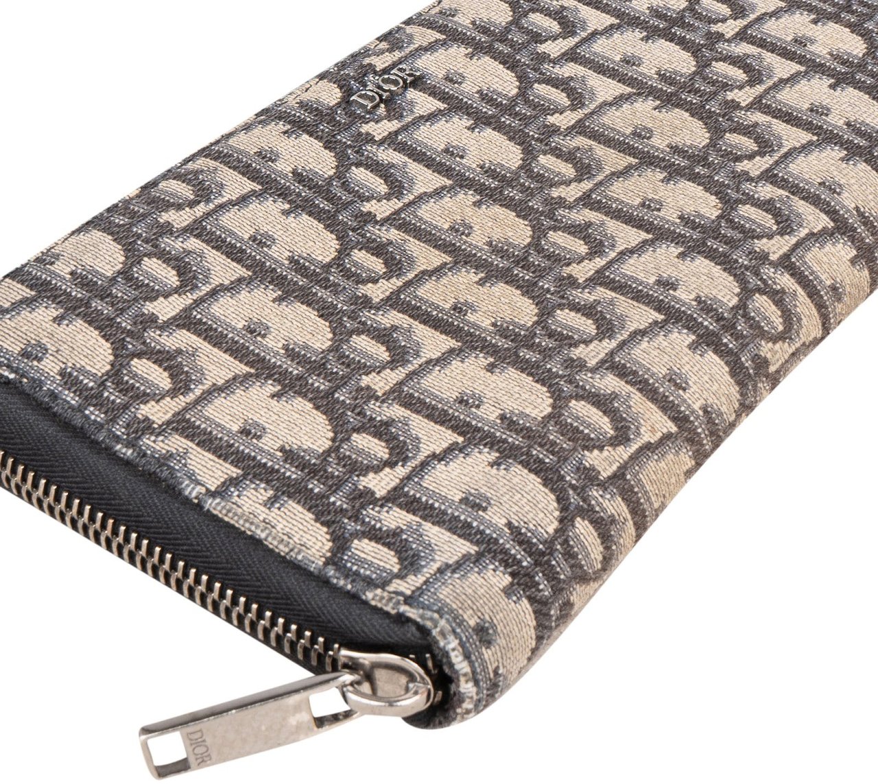 Dior Christian Dior Trotter Monogram Zipped Long Wallet Beige