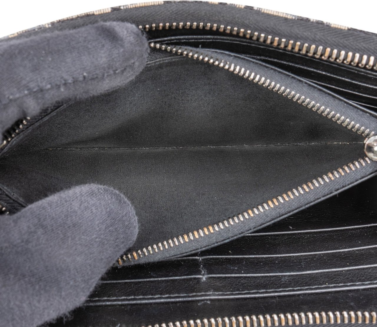 Dior Christian Dior Trotter Monogram Zipped Long Wallet Beige