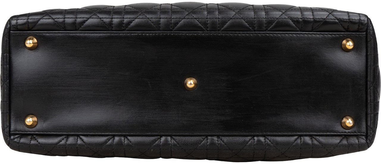 Dior Christian Dior Quilted Lambskin Leather Large Lady Dior Handbag Zwart