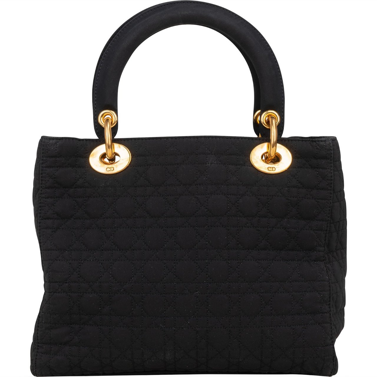 Dior Christian Dior Quilted Nylon Cannage Lady Dior Handbag Zwart