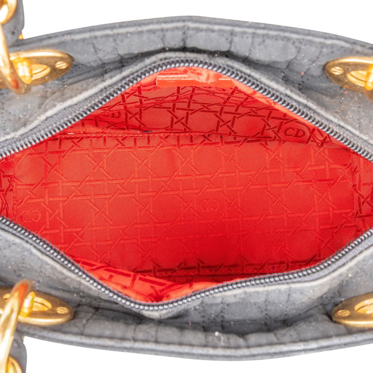 Dior Christian Dior Quilted Nylon Cannage Lady Dior Handbag Zwart