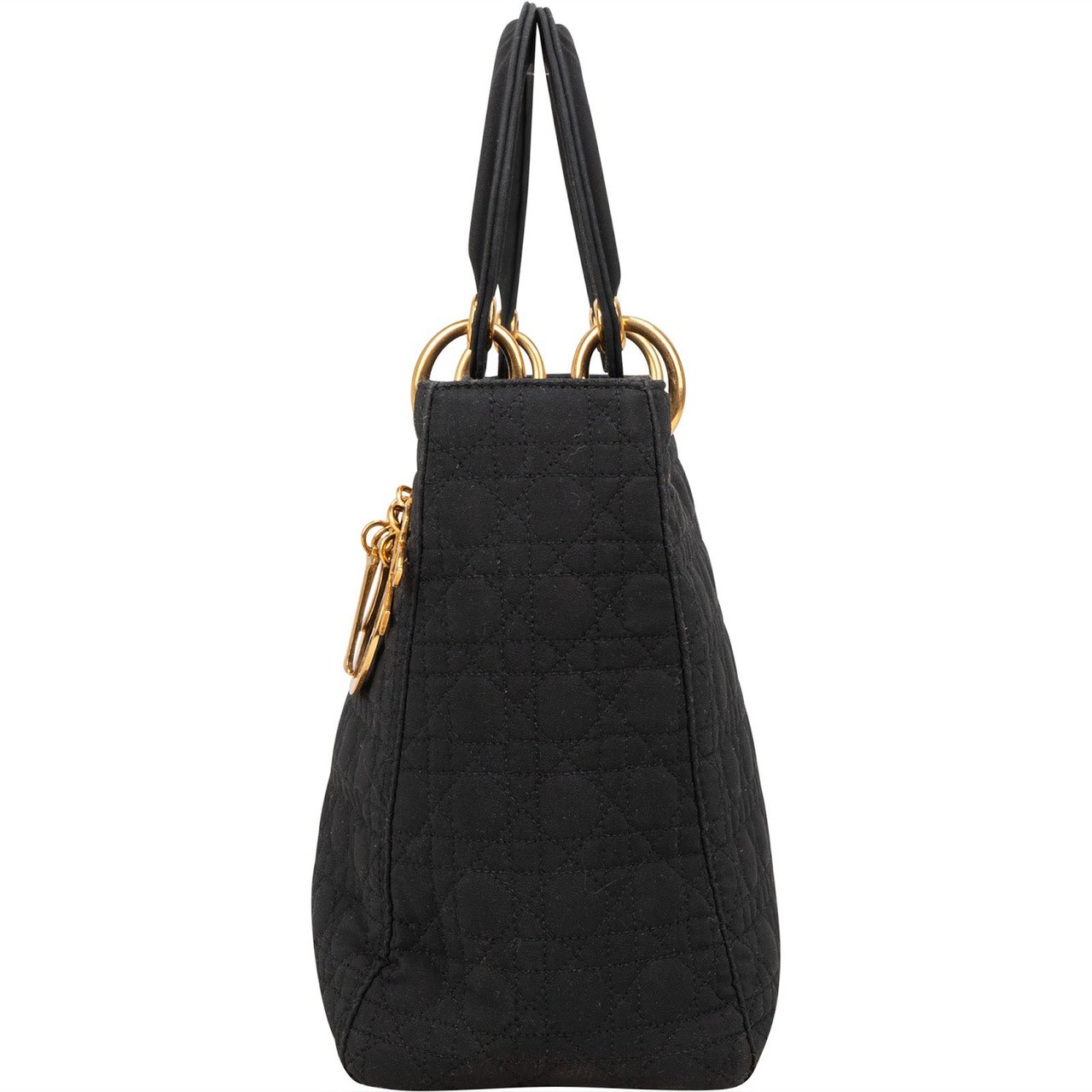 Dior Christian Dior Quilted Nylon Cannage Lady Dior Handbag Zwart
