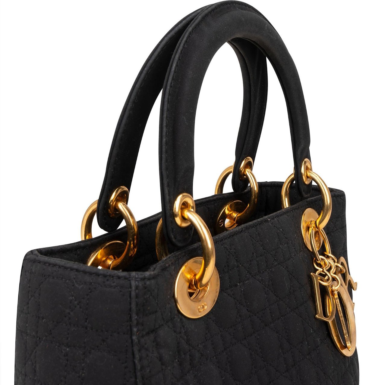 Dior Christian Dior Quilted Nylon Cannage Lady Dior Handbag Zwart