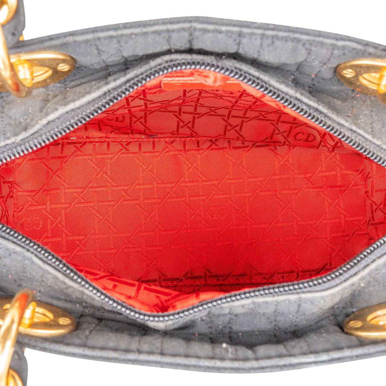 Dior Christian Dior Quilted Nylon Cannage Lady Dior Handbag Zwart