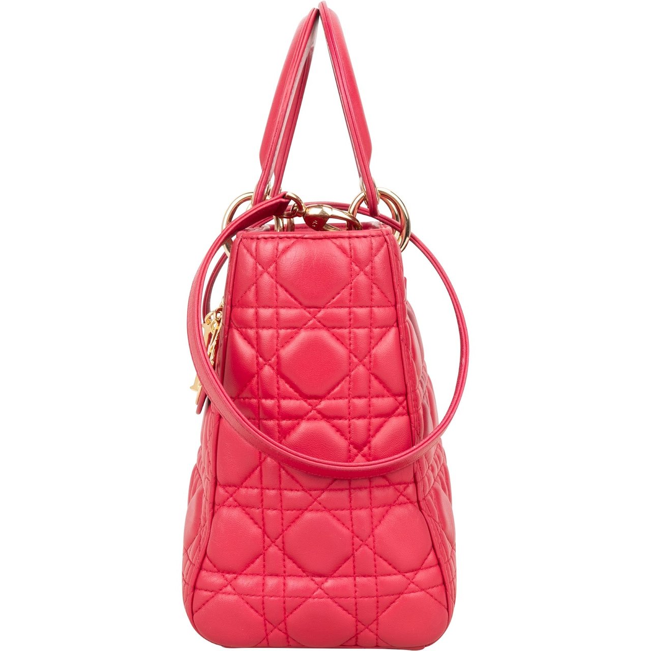 Dior Christian Dior Quilted Leather Lady Dior Handbag Rood