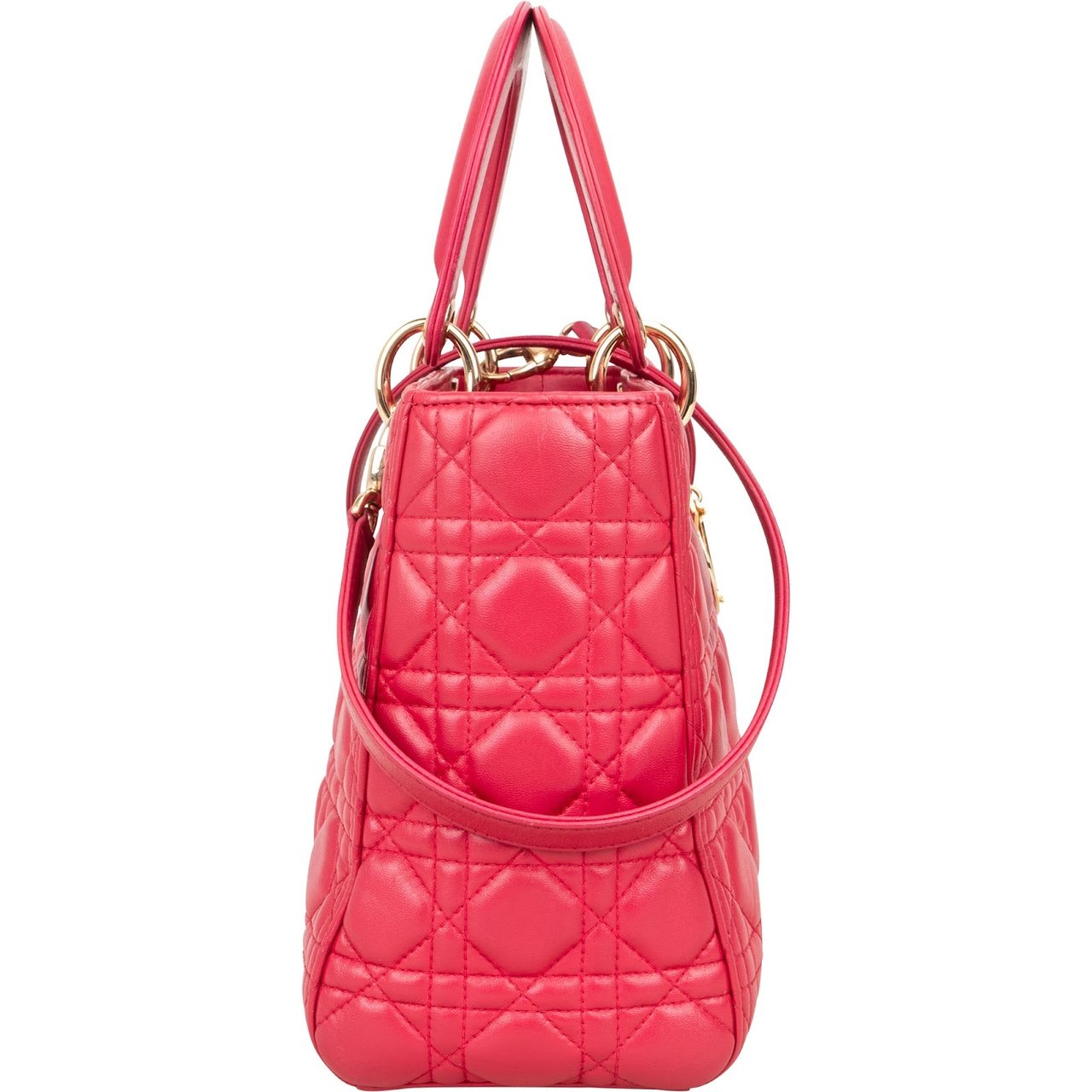 Dior Christian Dior Quilted Leather Lady Dior Handbag Rood