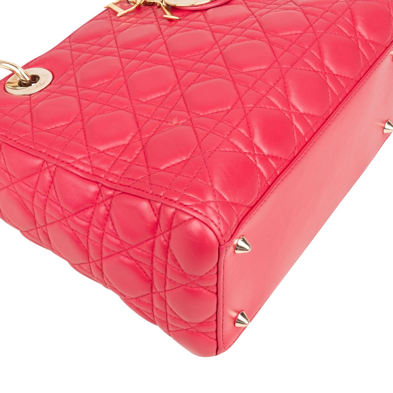 Dior Christian Dior Quilted Leather Lady Dior Handbag Rood