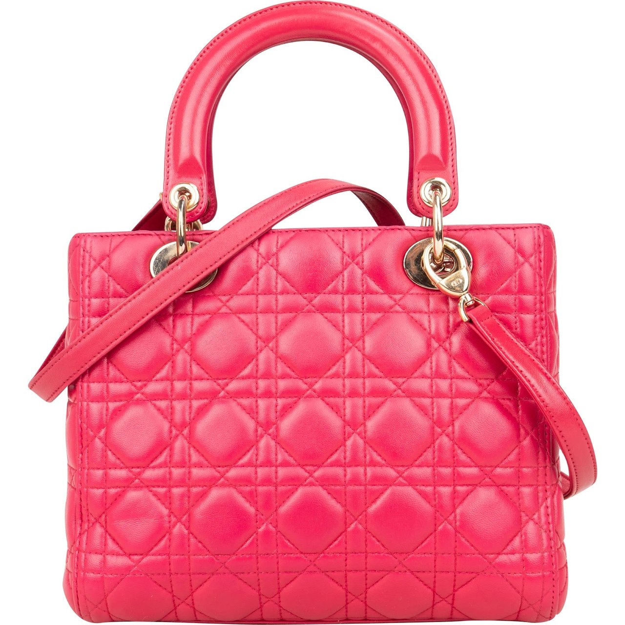 Dior Christian Dior Quilted Leather Lady Dior Handbag Rood