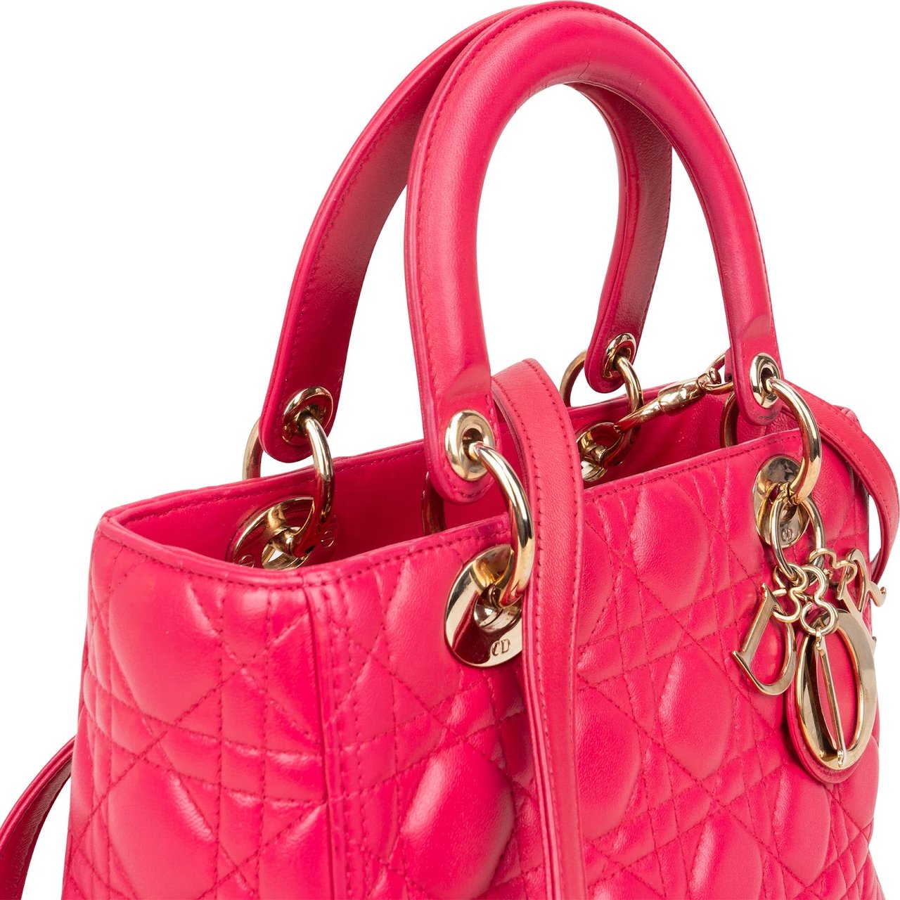 Dior Christian Dior Quilted Leather Lady Dior Handbag Rood