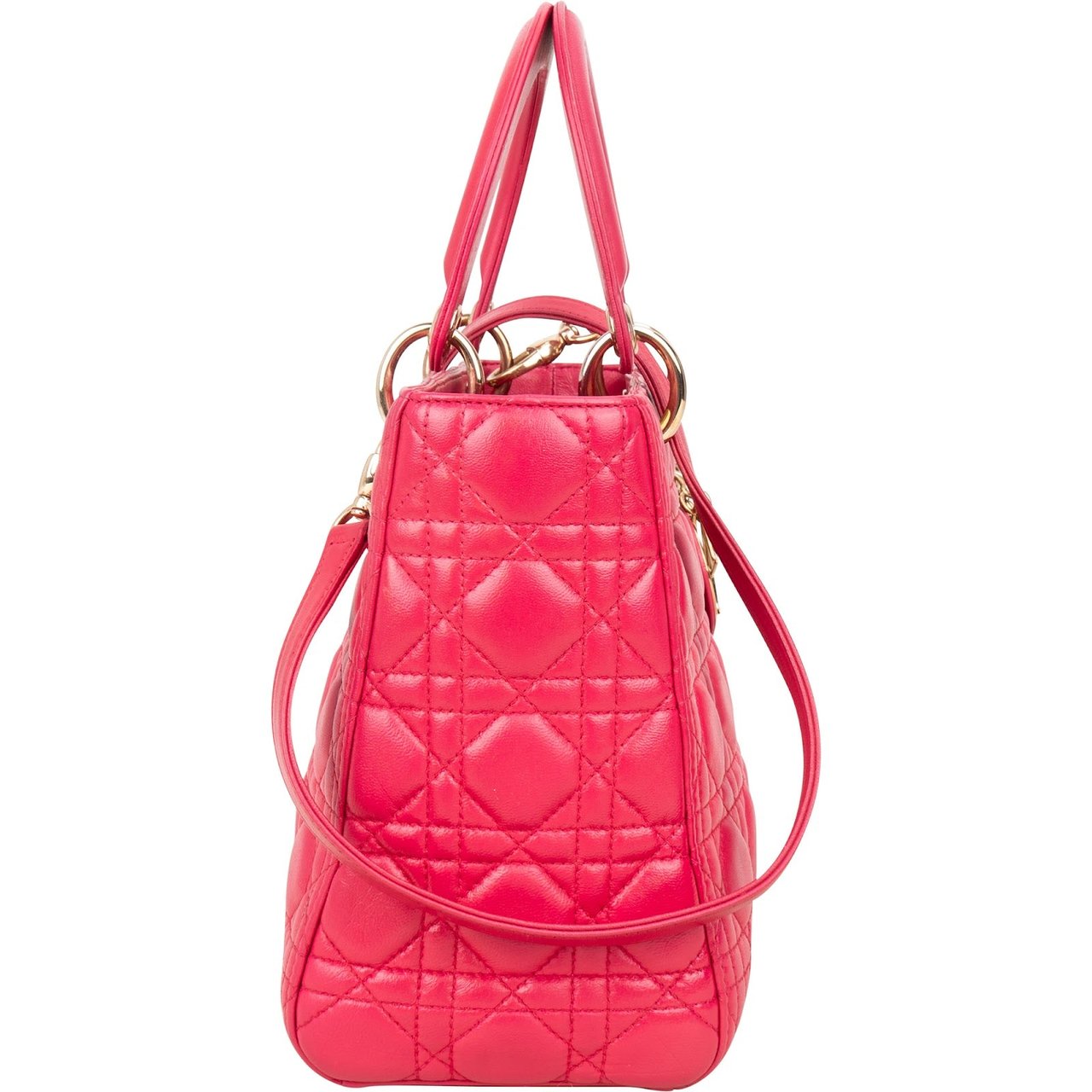 Dior Christian Dior Quilted Leather Lady Dior Handbag Rood