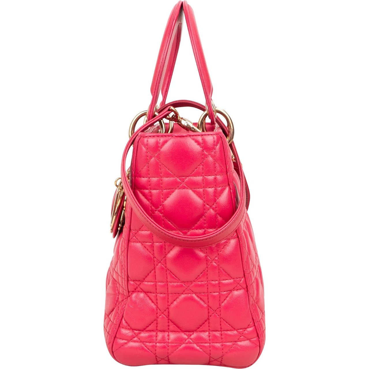 Dior Christian Dior Quilted Leather Lady Dior Handbag Rood