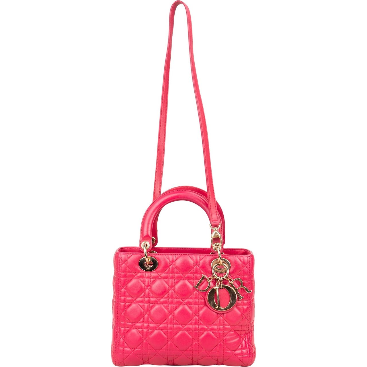 Dior Christian Dior Quilted Leather Lady Dior Handbag Rood