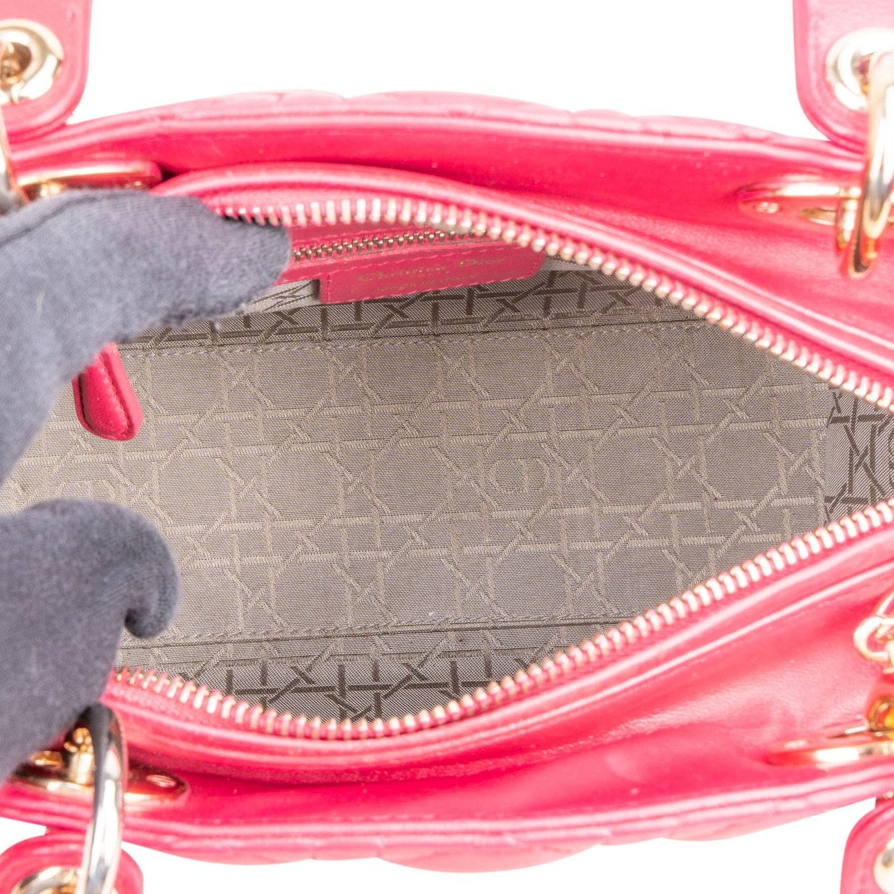 Dior Christian Dior Quilted Leather Lady Dior Handbag Rood