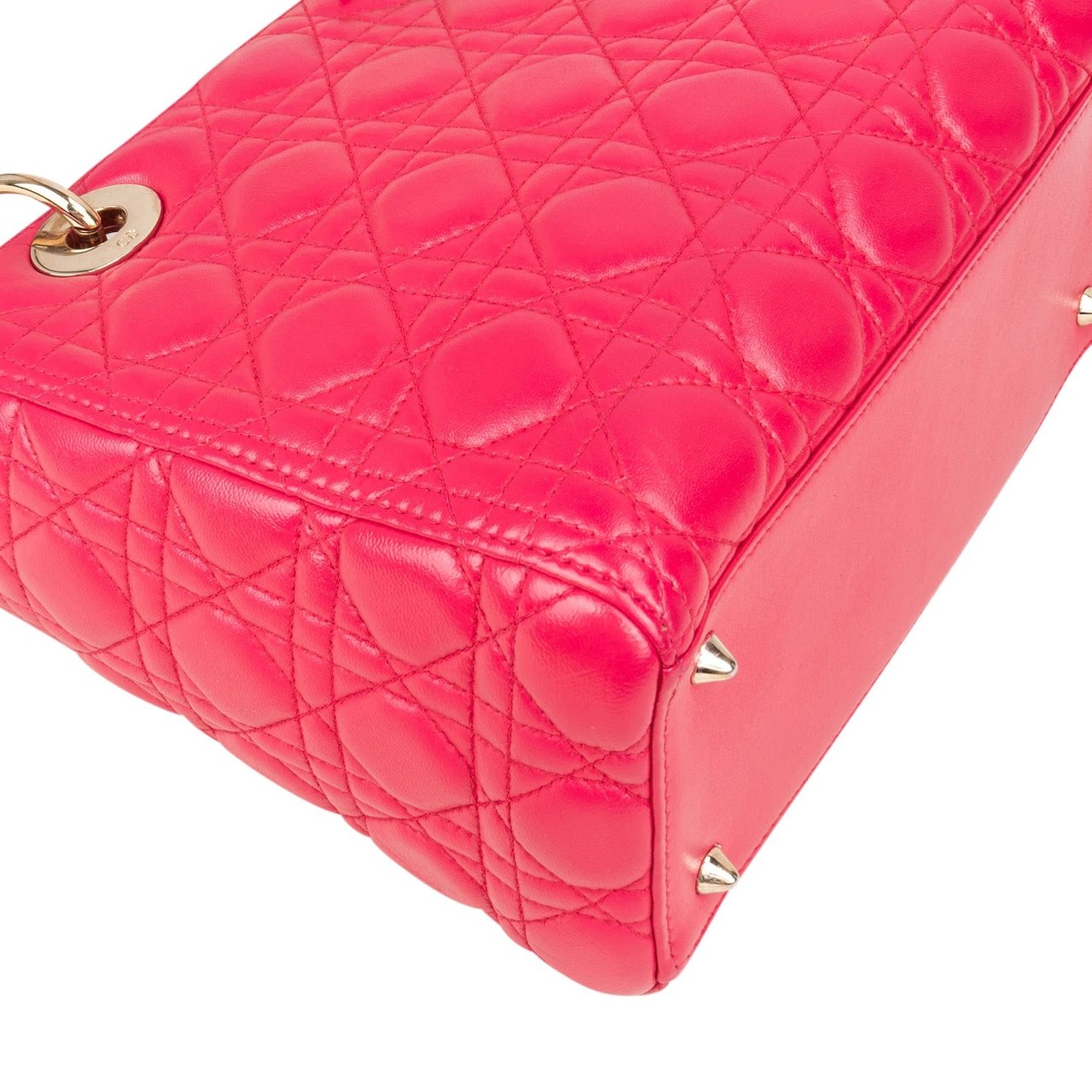 Dior Christian Dior Quilted Leather Lady Dior Handbag Rood