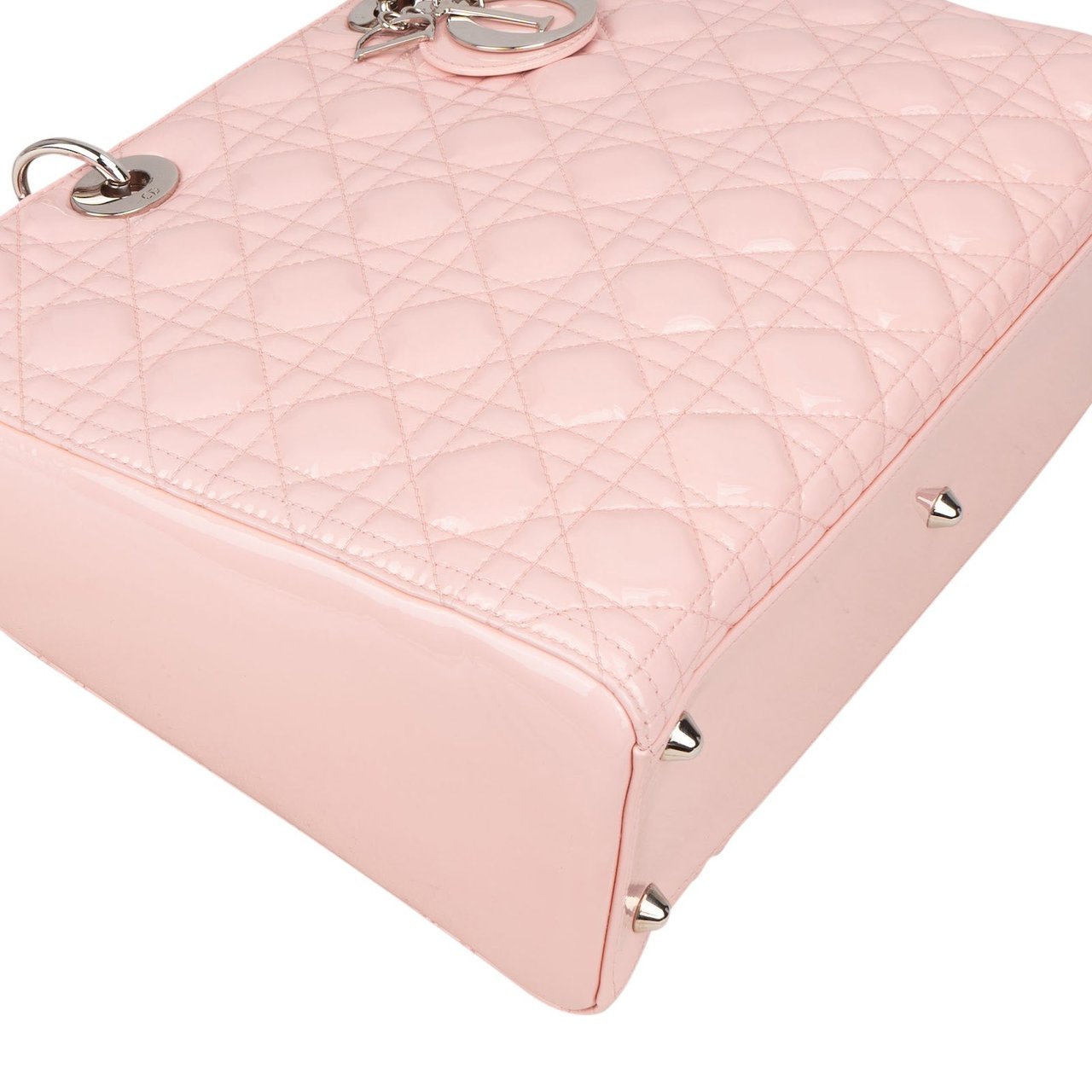 Dior Christian Dior Quilted Patent Leather Large Lady Dior Handbag Rood