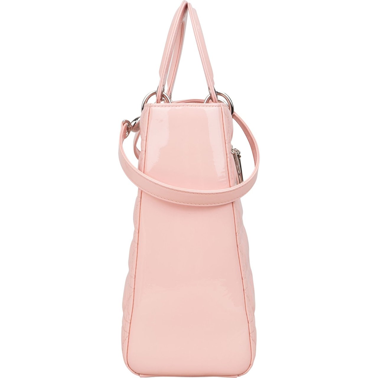 Dior Christian Dior Quilted Patent Leather Large Lady Dior Handbag Rood