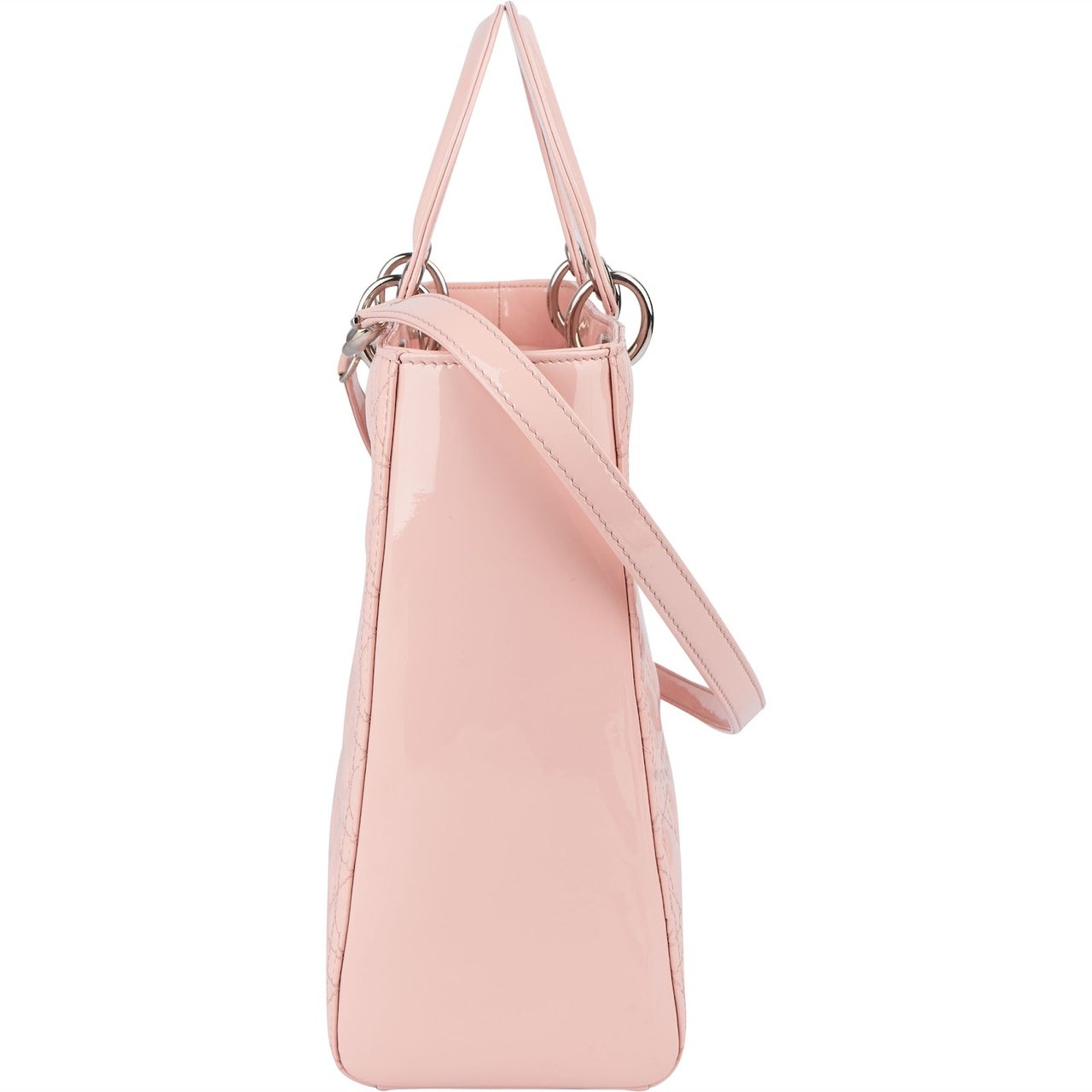 Dior Christian Dior Quilted Patent Leather Lady Dior Handbag Rood