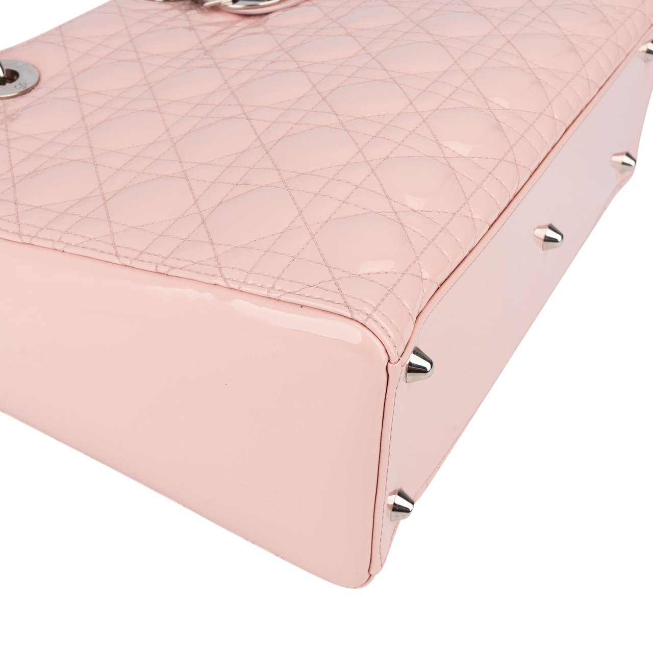 Dior Christian Dior Quilted Patent Leather Lady Dior Handbag Rood