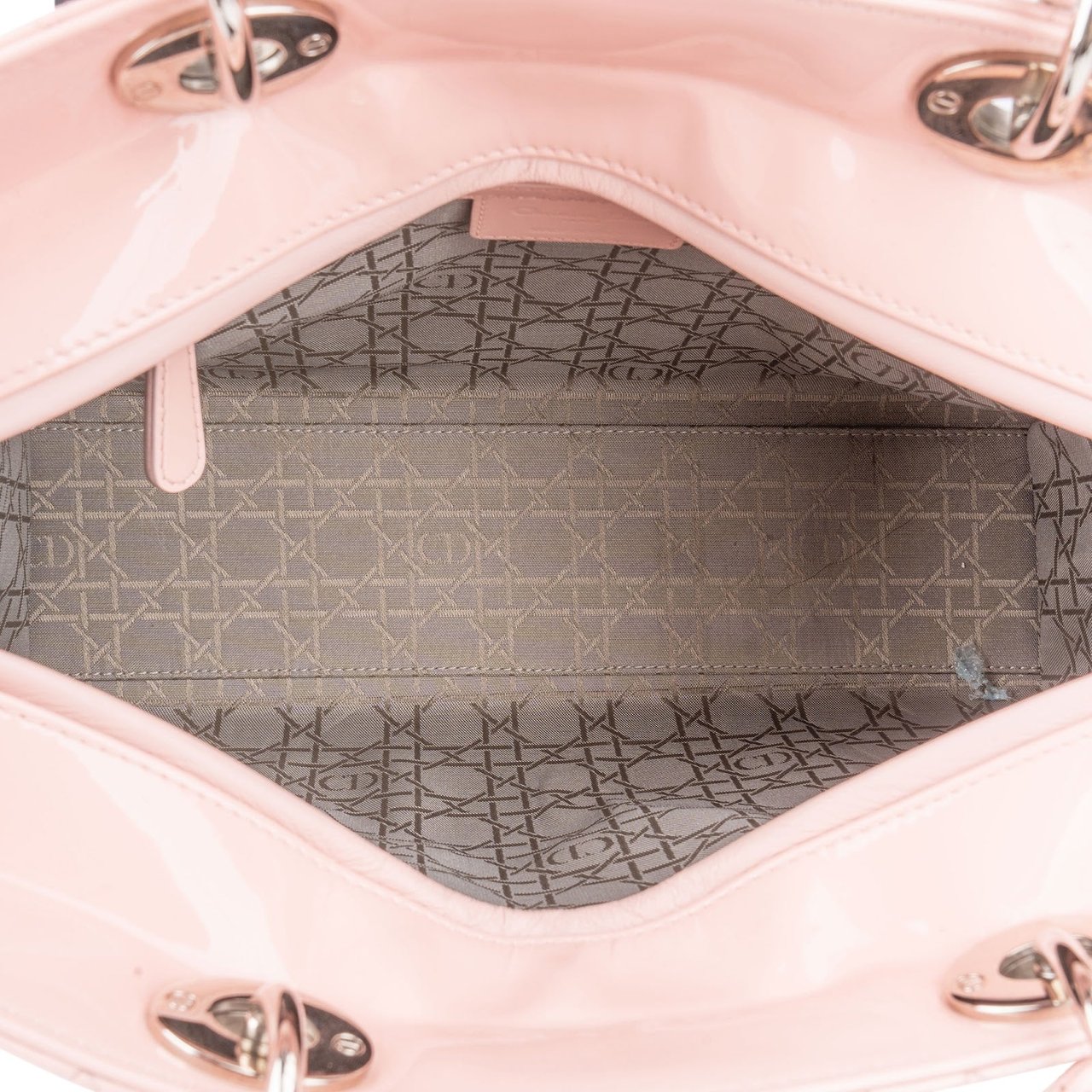 Dior Christian Dior Quilted Patent Leather Lady Dior Handbag Rood