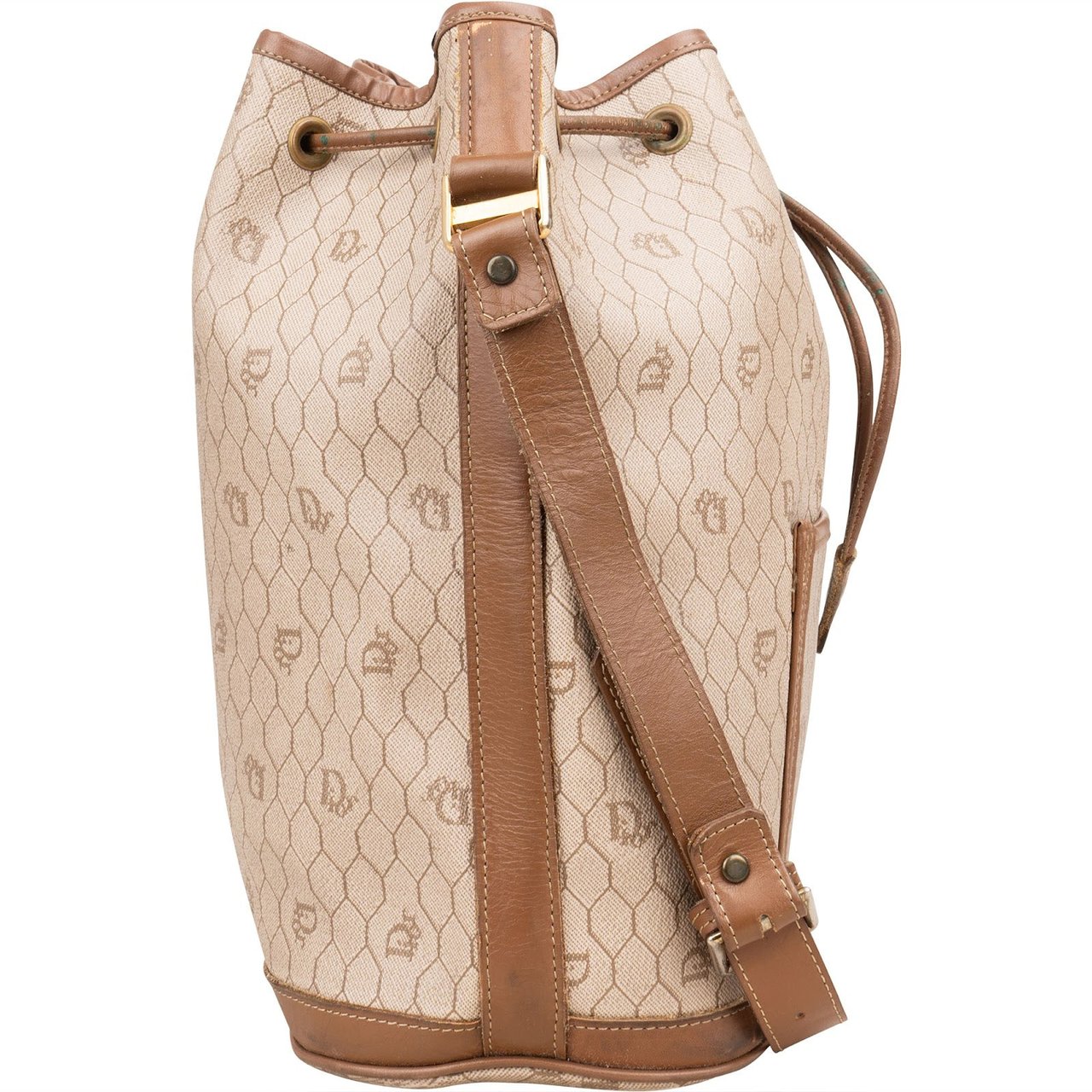Dior Christian Dior Honeycomb Monogram Bucket Crossbody Bag Beige