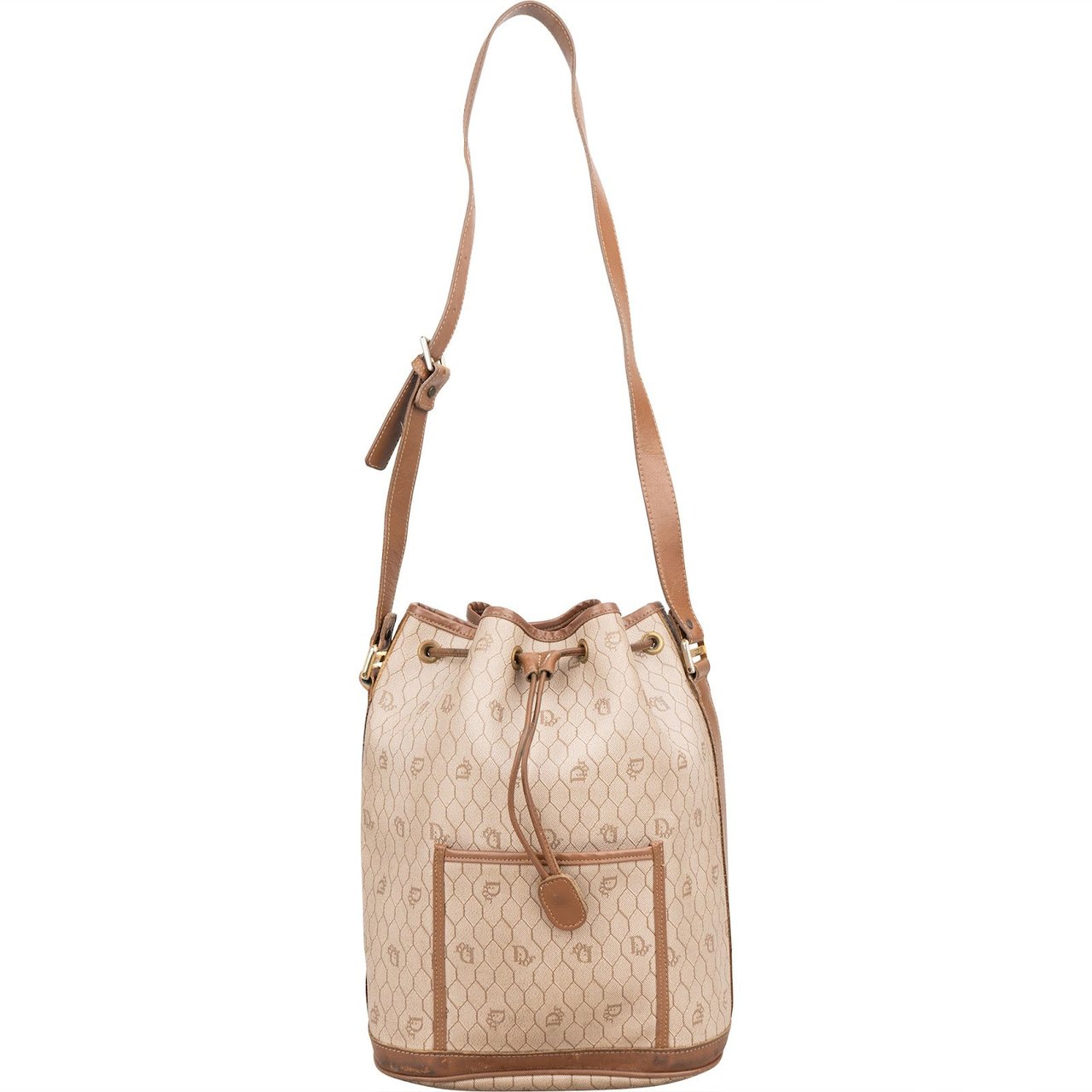 Dior Christian Dior Honeycomb Monogram Bucket Crossbody Bag Beige