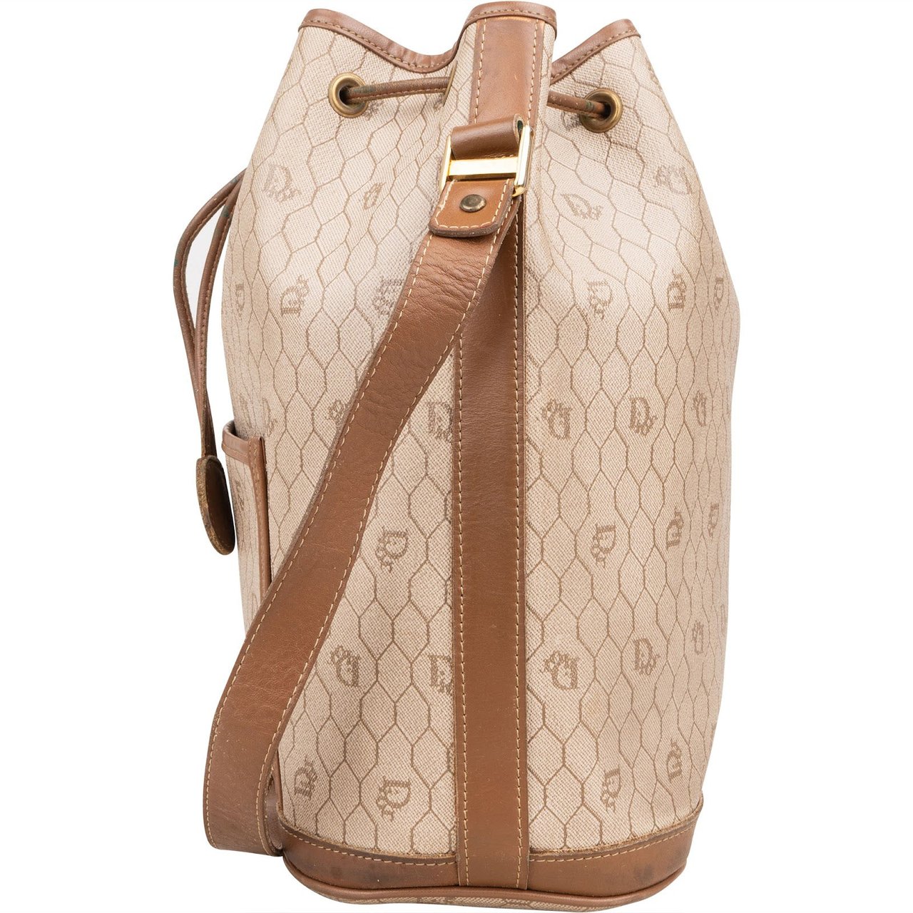 Dior Christian Dior Honeycomb Monogram Bucket Crossbody Bag Beige