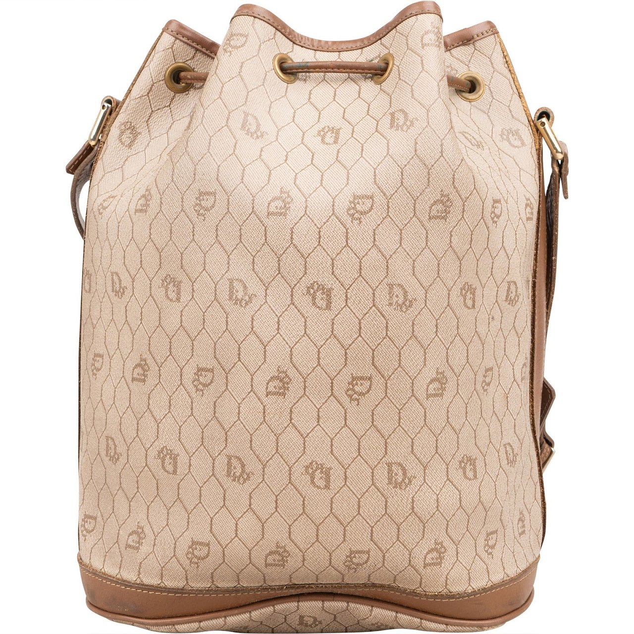 Dior Christian Dior Honeycomb Monogram Bucket Crossbody Bag Beige