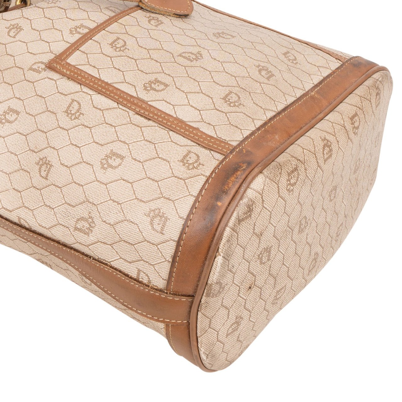 Dior Christian Dior Honeycomb Monogram Bucket Crossbody Bag Beige