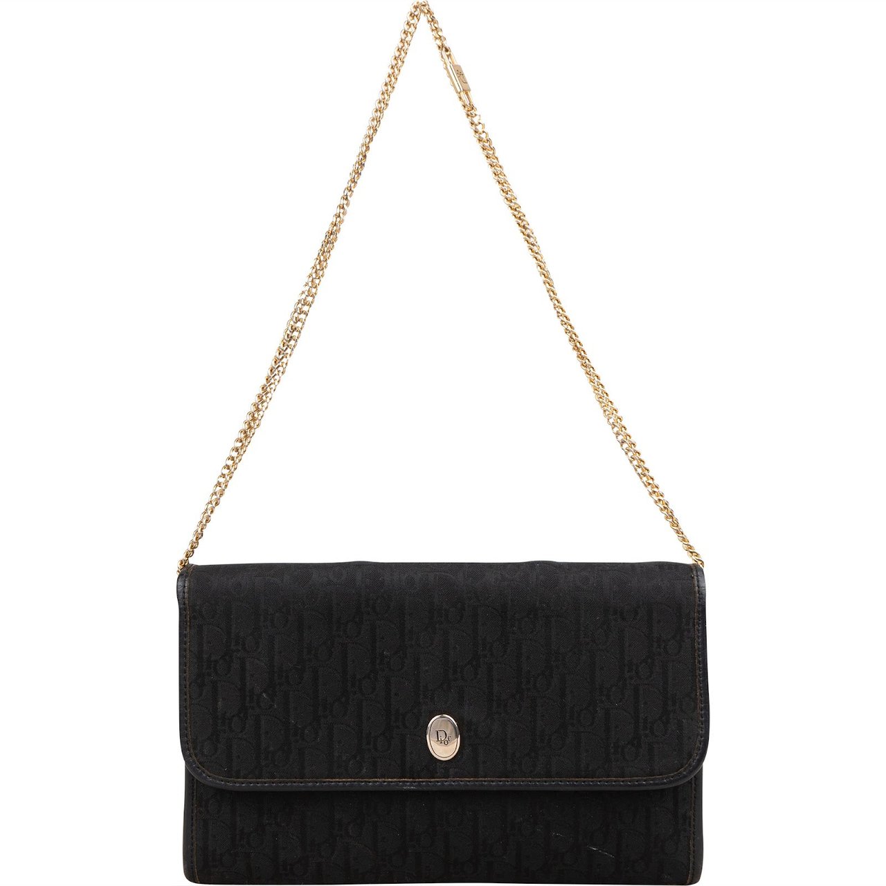 Dior Christian Dior Oblique Monogram Single Flap Crossbody Bag Zwart