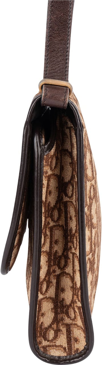 Dior Christian Dior Trotter Monogram Single Flap Crossbody Bag Bruin