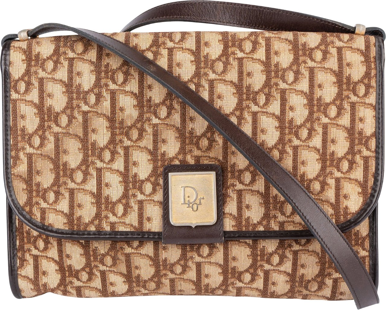 Dior Christian Dior Trotter Monogram Single Flap Crossbody Bag Bruin