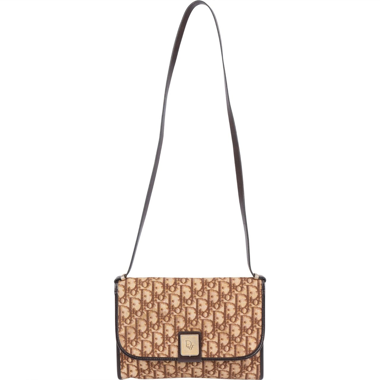 Dior Christian Dior Trotter Monogram Single Flap Crossbody Bag Bruin