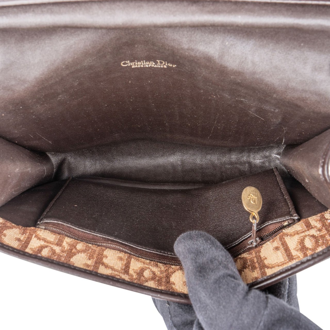 Dior Christian Dior Trotter Monogram Single Flap Crossbody Bag Bruin