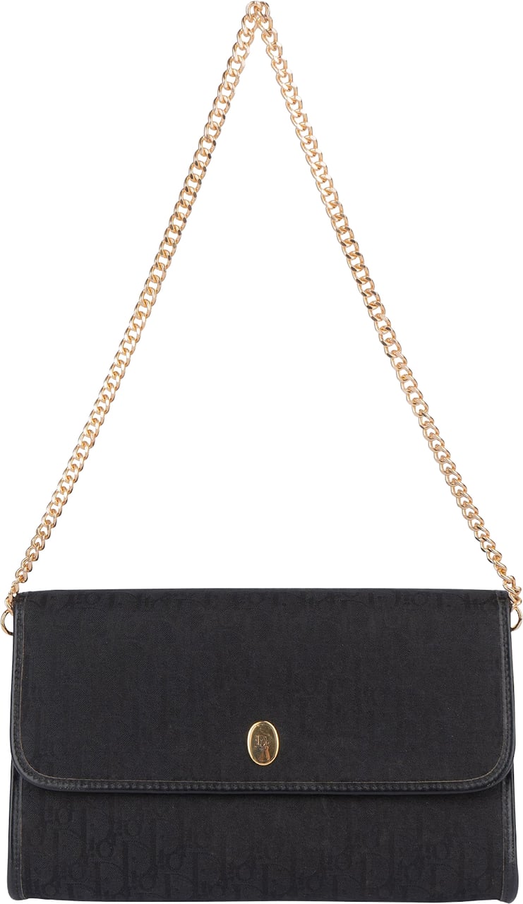 Dior Christian Dior Oblique Monogram Single Flap Shoulder Bag Zwart