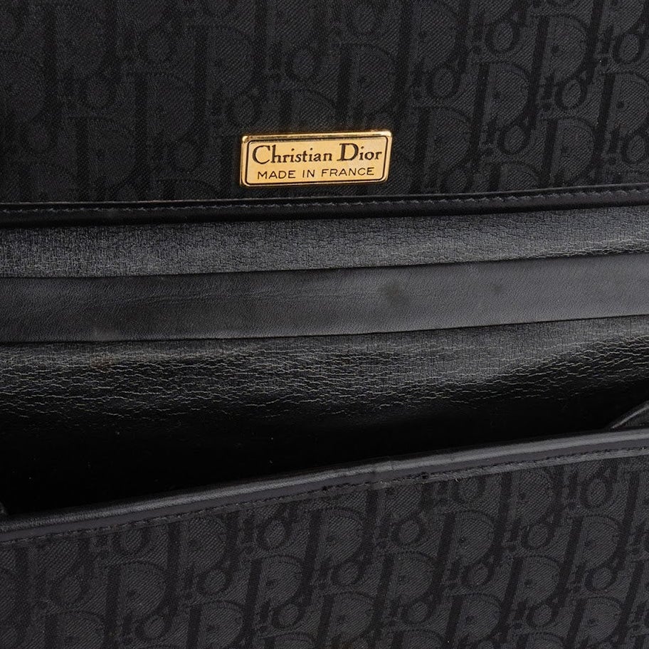 Dior Christian Dior Oblique Monogram Single Flap Shoulder Bag Zwart