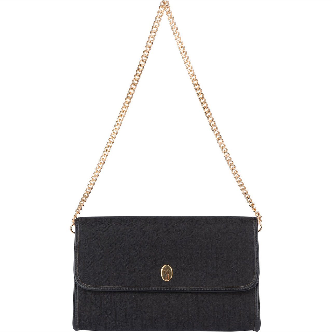 Dior Christian Dior Oblique Monogram Single Flap Shoulder Bag Zwart