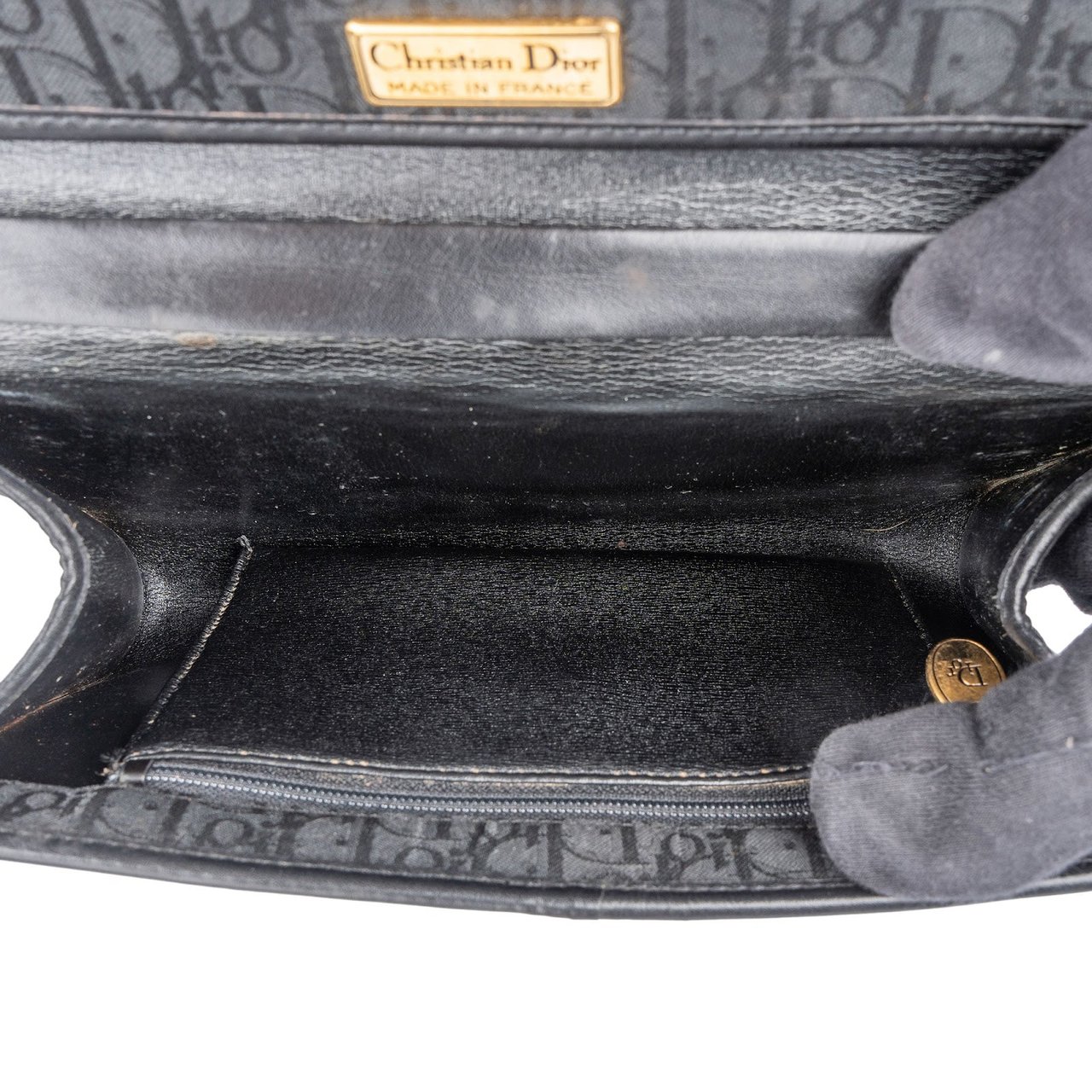 Dior Christian Dior Oblique Monogram Single Flap Shoulder Bag Zwart