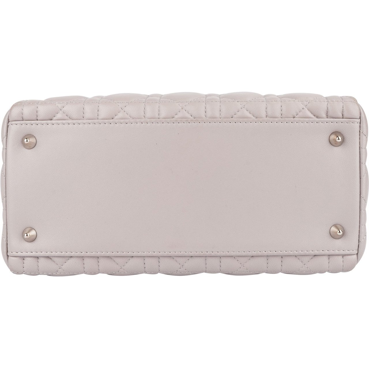 Dior Christian Dior Quilted Lambskin Leather Lady Dior Handbag Lichtgrijs