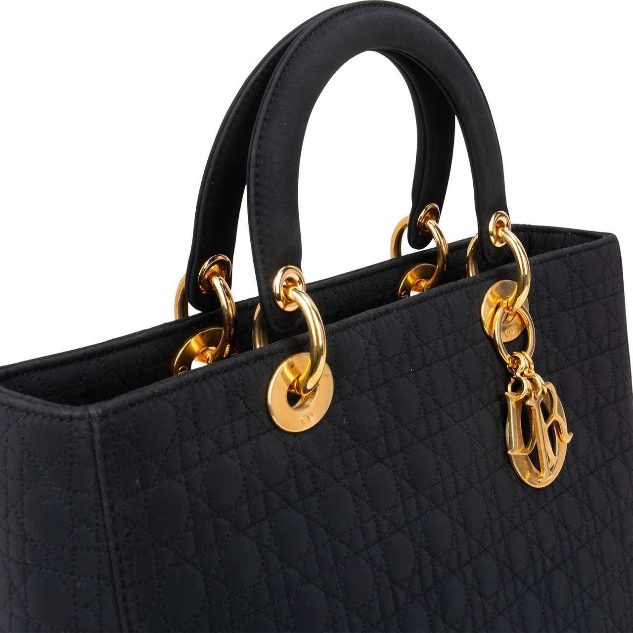 Dior Christian Dior Quilted Nylon Lady Dior Handbag Zwart