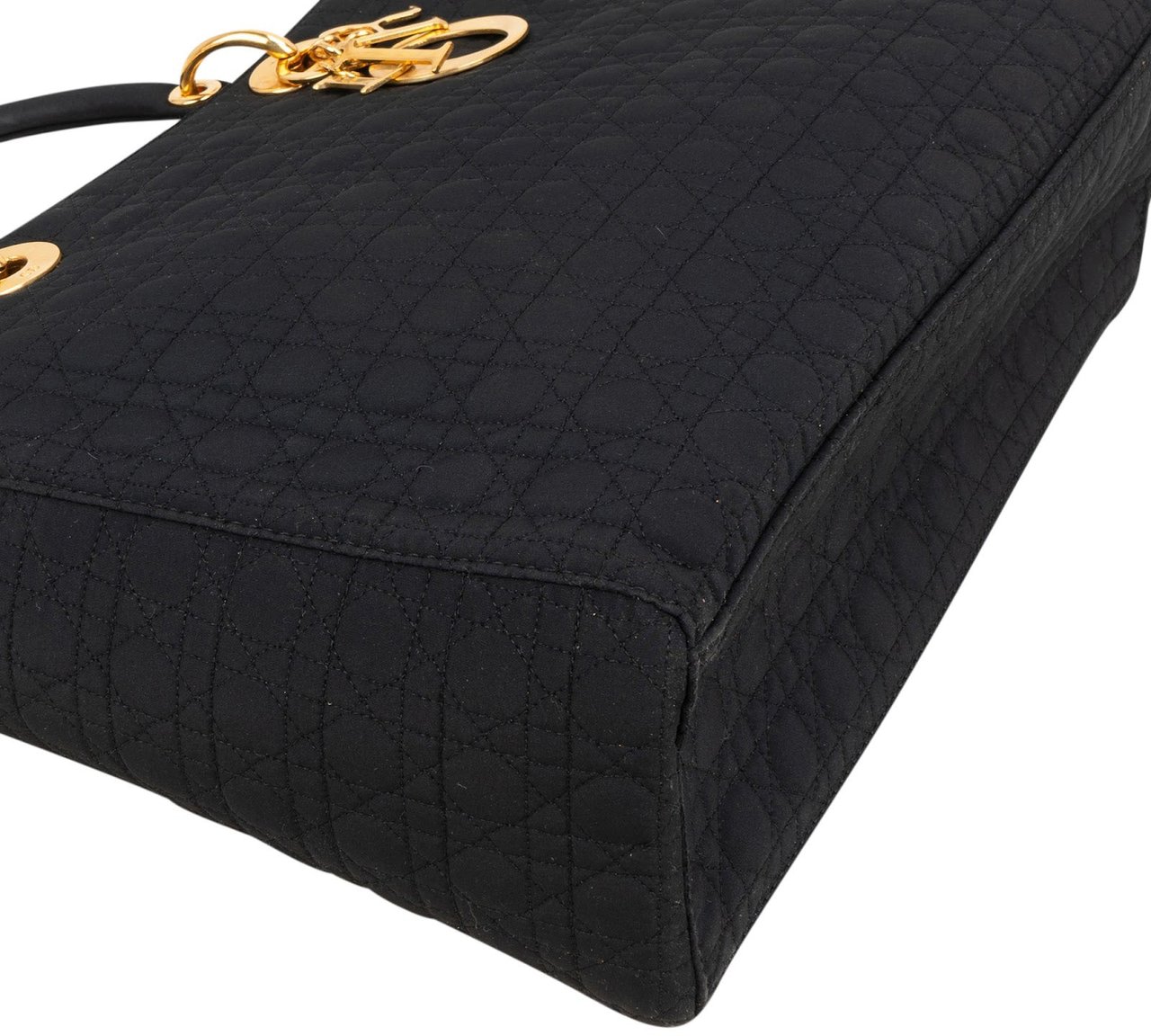 Dior Christian Dior Quilted Nylon Lady Dior Handbag Zwart