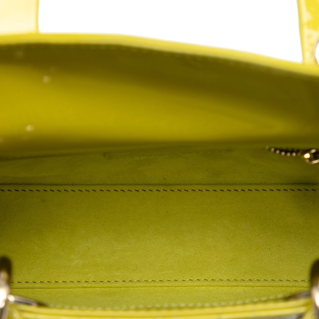 Dior Mini Patent Cannage Lady Dior Geel