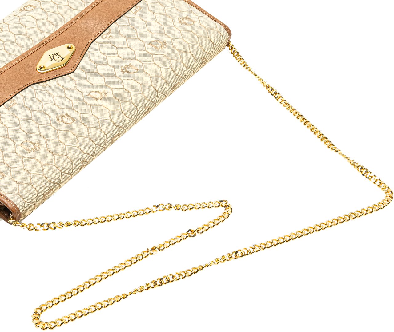 Dior Honeycomb Canvas Chain Shoulder Bag Bruin